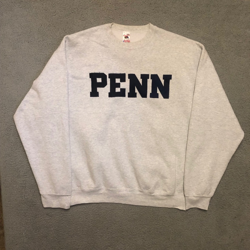 Vtg 90s Penn University Sweatshirt Fruit of the Loom Grey XL Collegiate School